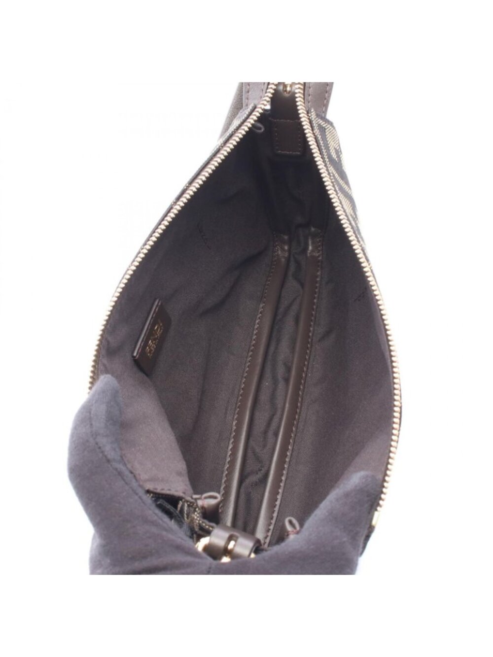 Fendi Shoulder Bag Zip Top Small Canvas Leather - Picture 3 of 4